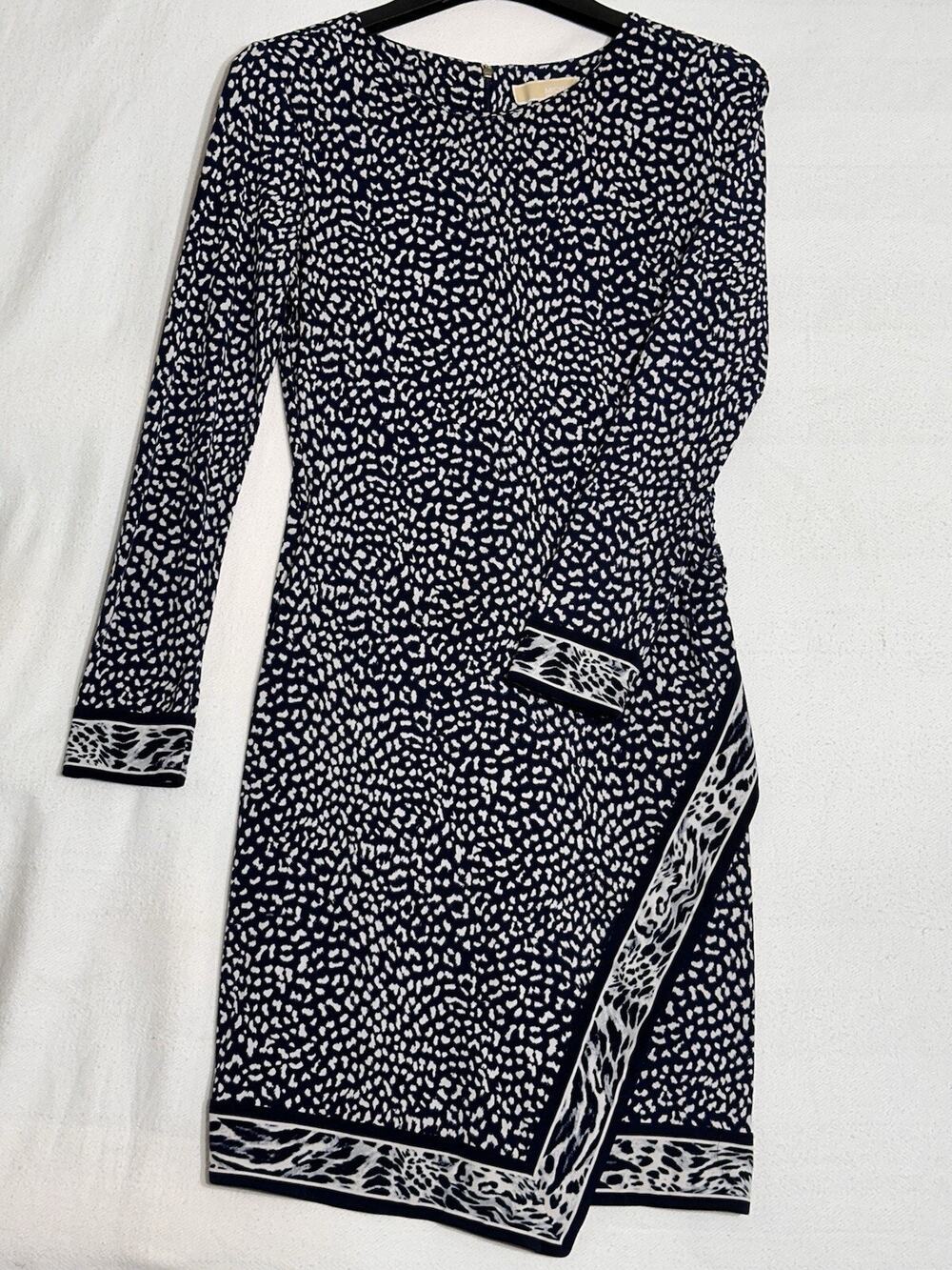 Michael Michael Kors Faux Wrap Blue and White Dress Size Medium EUC